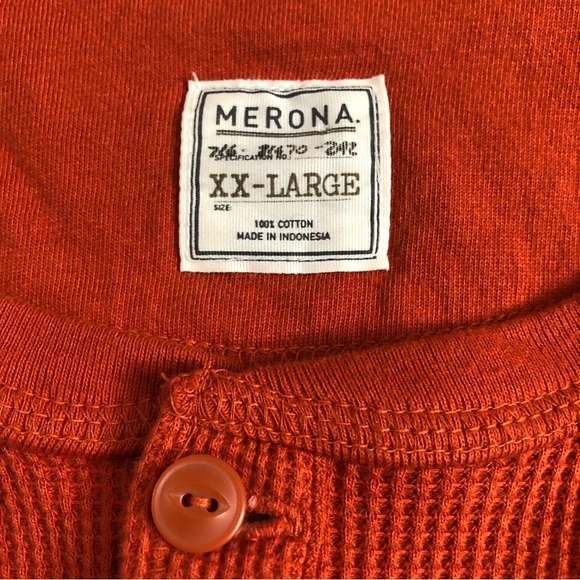 NWT Merona Shirt Men's XXL Rust Orange Thermal Waffle Knit Henley Long Sleeve - Picture 7 of 13